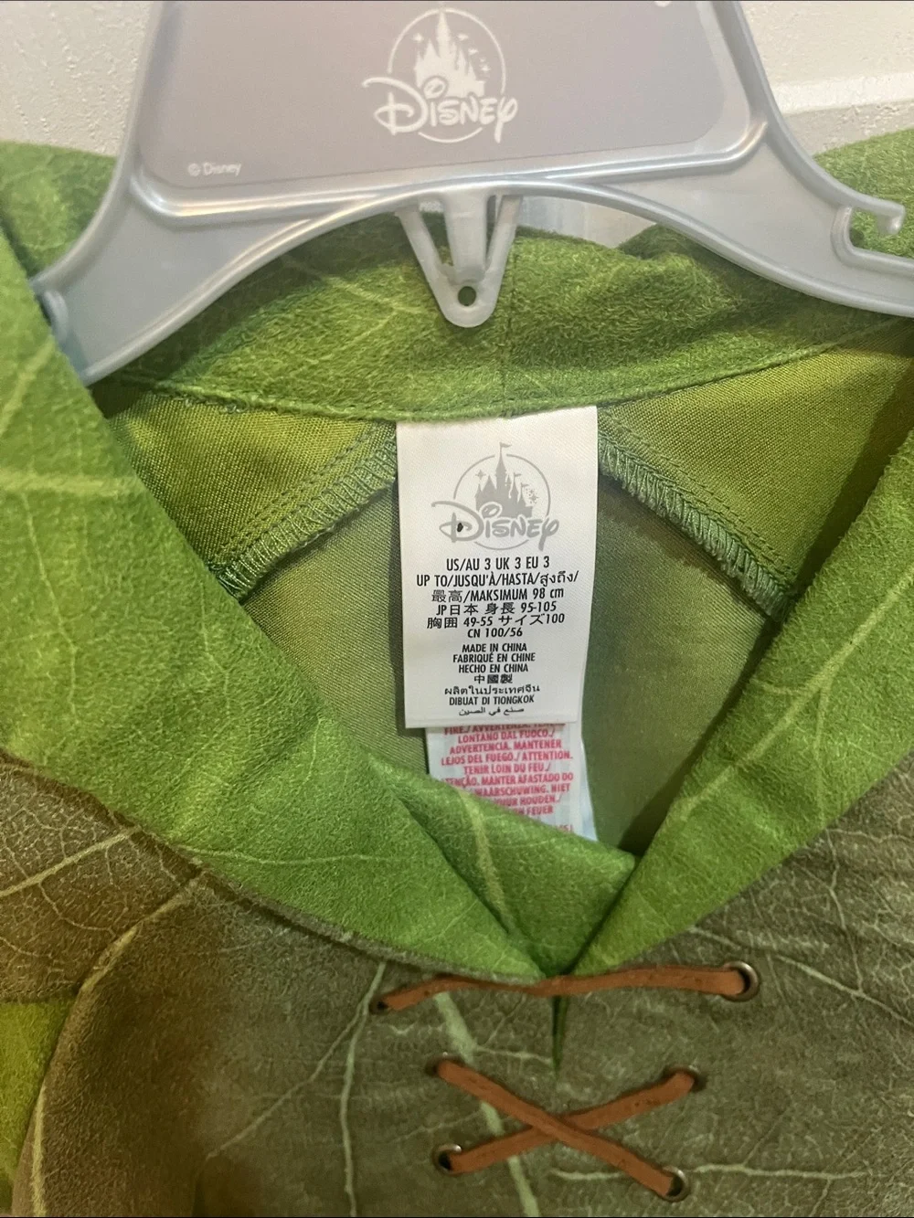 Disney Peter Pan Costume in Green with Tan and Orange Accents